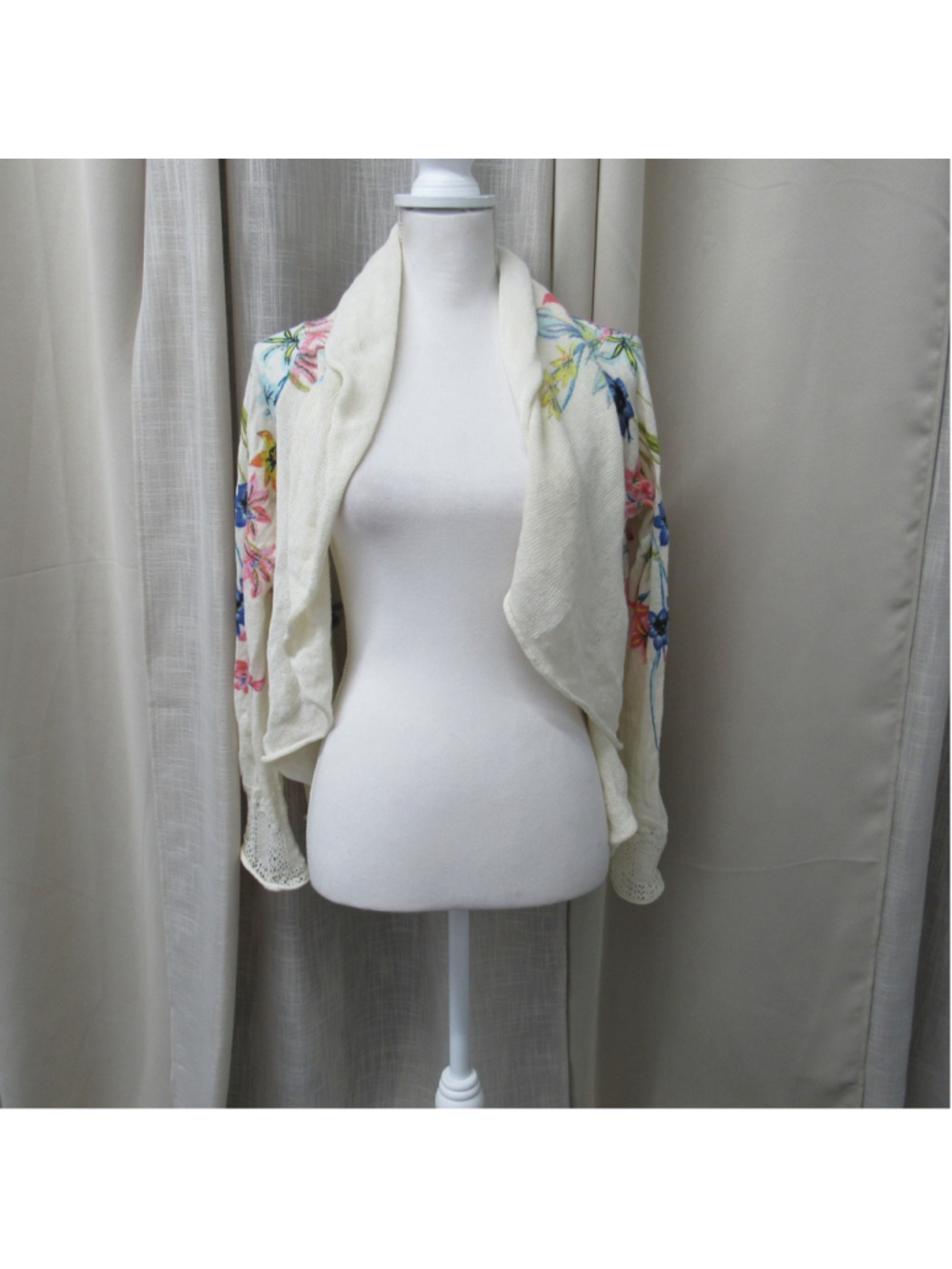 Anthro Knitted & Knotted Fleur des Champs Linen Cotton Floral Cardigan Open M